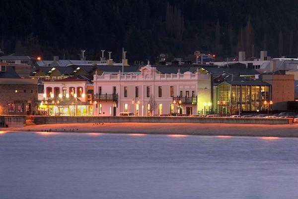 Eichardt's Private Hotel lights up the winter sky.